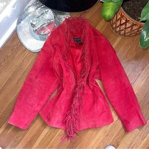 Red suede fringy jacket